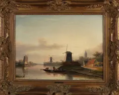 Twee werken van Jacob Jan Coenraad Spohler, Wintergezicht + Zomers landschap, Olieverf op linnen