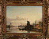 Wintergezicht + Zomers landschap by Twee werken van Jacob Jan Coenraad Spohler, Olieverf op linnen, sold Oct 2020