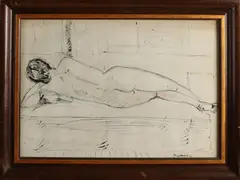 Rik Wouters, Liggend vrouwelijk naakt, Oost Indische inkt op papier