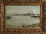 Joop Kroppf, Hollands havengezicht, Olieverf op linnen