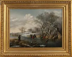 Monogram onduidelijk, Hollandse ijspret, Olieverf op paneel