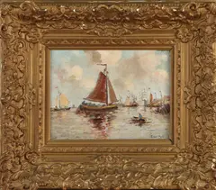 Evert Moll, Hollands havengezicht, Olieverf op linnen