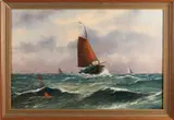 Haaike Abraham Jaarsma, Texelse botter op zee, Olieverf op paneel