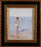 Chris van Dijk, Meisje op strand, Olieverf op linnen op paneel
