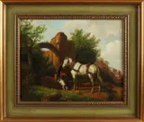 A. Verwey, Paardendrenkplaats, Olieverf op paneel