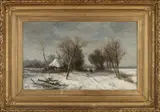 Hollands wintergezicht met boerderij by Sebastiaan Mattheus Sigismund de Ranitz, Olieverf op linnen, sold Oct 2020