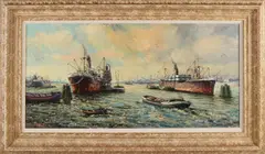 Jan van Rijn, Rotterdamse haven, Olieverf op linnen