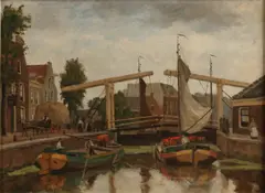 J.A. Hesterman, Hollands stadsgezicht, Olieverf op linnen