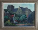 Berry Brugman, Dorpskerk, Olieverf op linnen