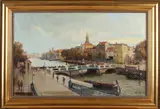 Willem Heinecke, Gezicht op Leuvenhaven, Olieverf op linnen