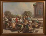 Soren Christian Bjulf.gesign., Vismarkt, Olieverf op linnen