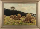 A.C. Rosemeier, Landschap met korenschoven, Olieverf op linnen