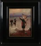 Monogram F.H., Schelpenvissers op strand, 1922, Olieverf op linnen