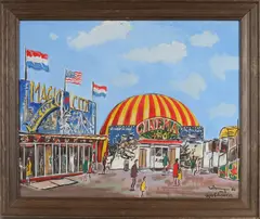 Wim Meijer, Kermis Apeldoorn, 1980, Olieverf op paneel