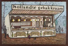 Wim Meijer, Hollandse gebakkraam, Olieverf op paneel