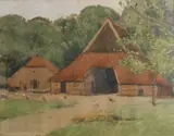 Willem Witjens, Boerderij te Delden, Aquarel op papier