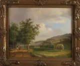 E. Meijer, Romantisch landschap, Olieverf op linnen