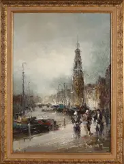 John Bevort, Amsterdams stadsgezicht, Olieverf op linnen