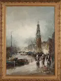 John Bevort, Amsterdams stadsgezicht, Olieverf op linnen
