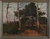 B.H. Bolink, Bosgezicht met boerenhuis, Olieverf op linnen