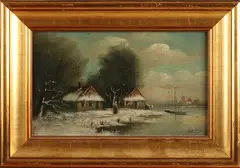 P. Peters, Hollands wintergezicht, Olieverf op paneel
