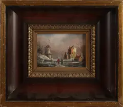 Hollands wintergezicht by Monogram P.J.H., Olieverf op paneel, sold Oct 2020