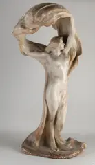 Goldscheider figuur, 1900, Zeer groot antiek Jugendstil terracotta Weens Friedrich Goldscheider figuur