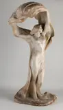Goldscheider figuur, 1900, Zeer groot antiek Jugendstil terracotta Weens Friedrich Goldscheider figuur