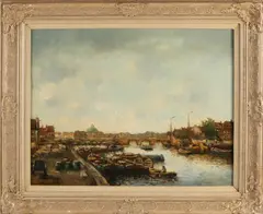 H.C.A. Pardies, Gracht Rotterdam, Olieverf op linnen