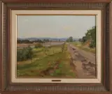 Jan Holtrop, Zandpad langs rivier de IJssel, Olieverf op linnen