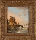 Winter by Anton Nicolaas Marie Karssen, Olieverf op paneel, sold Jul 2020