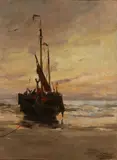 Charles P. Gruppé, Bomschuit met vissers op strand