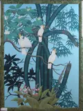 Batik doek, 120 x 85, Batik op linnen
