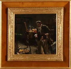 Felix Bogaerts, Schilder in zijn atelier, Olieverf op paneel