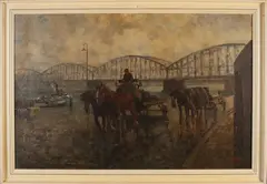 M. Ottee, Maasbrug Rotterdam, Olieverf op linnen