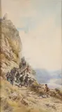 Pierre Comba, Italiaanse soldaten in de bergen, Aquarel op papier