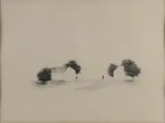 Metten Koornstra, Figuur in landschap, Litho op papier