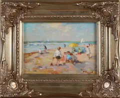 P. Renard, Strandgezicht, Olieverf op paneel