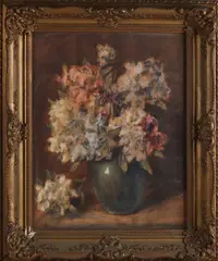 M. Nefkens, Vaas met bloemen, Aquarel op papier