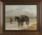 J. Sluitkamp, Hollandse school schelpenvisser, Olieverf op linnen