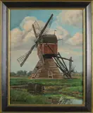 Sam Schellink, Stenderkast molen, Olieverf op linnen