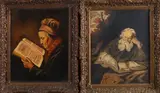 Twee ongesigneerde schilderijen, Wijsheer + moeder van Rembrandt, Olieverf op linnen