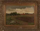 Derk Wiggers, Hollands landschap, Olieverf op linnen