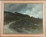 Willem Hendrik Eickelberg, Heidegezicht met wandelaars, Aquarel op papier