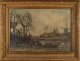 R. Rosier, Hollands riviergezicht, Olieverf op paneel