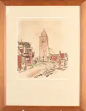 J. Mulders, Dorpsgezicht Minnertsga, 1955, Pastel op papier