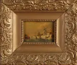 Miniatuur schilderij, Hollands wintergezicht, Olieverf op paneel