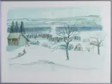 W. T. Haettenschweiler, Duits winterlandschap, Lithografie op papier