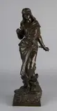Frans bronzen figuur, E. Villanis, Geketende vrouw