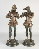 1900 by Twee zware antieke compositie metalen beelden, sold Jul 2020